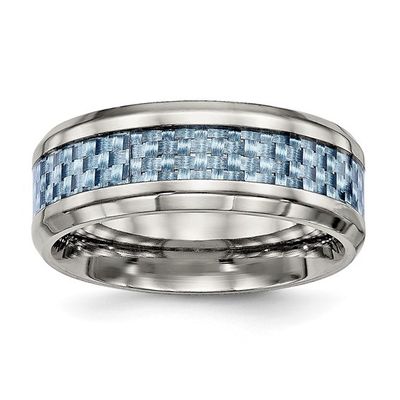 Titanium Blue Carbon Fiber Inlay Ring