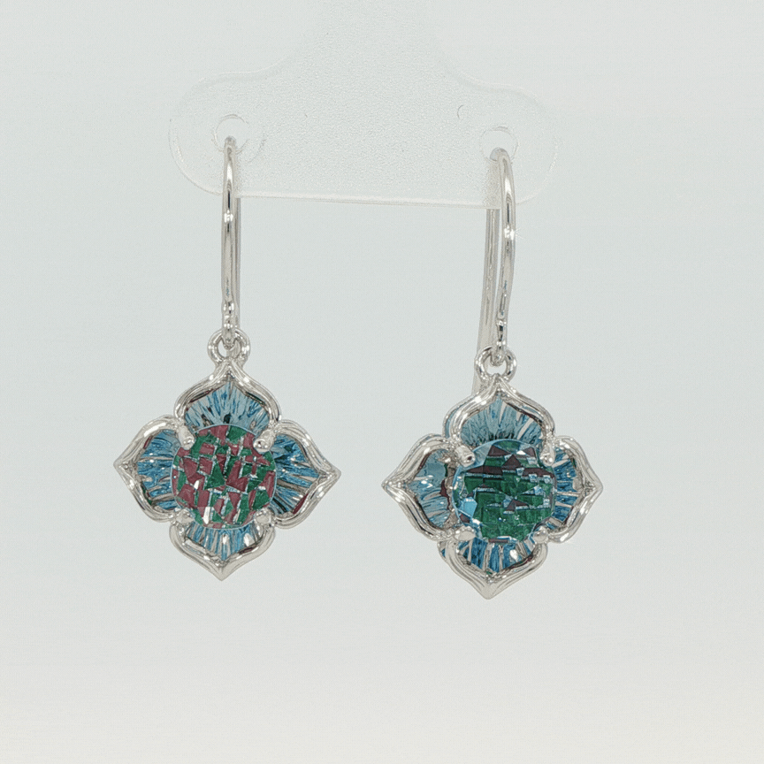 14k WG Blue Topaz Davinchi Cut Earrings