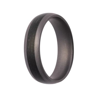 6mm Tantalum 3mm Forest Green Fishing Line Inlay Matte Finish Men's Ring