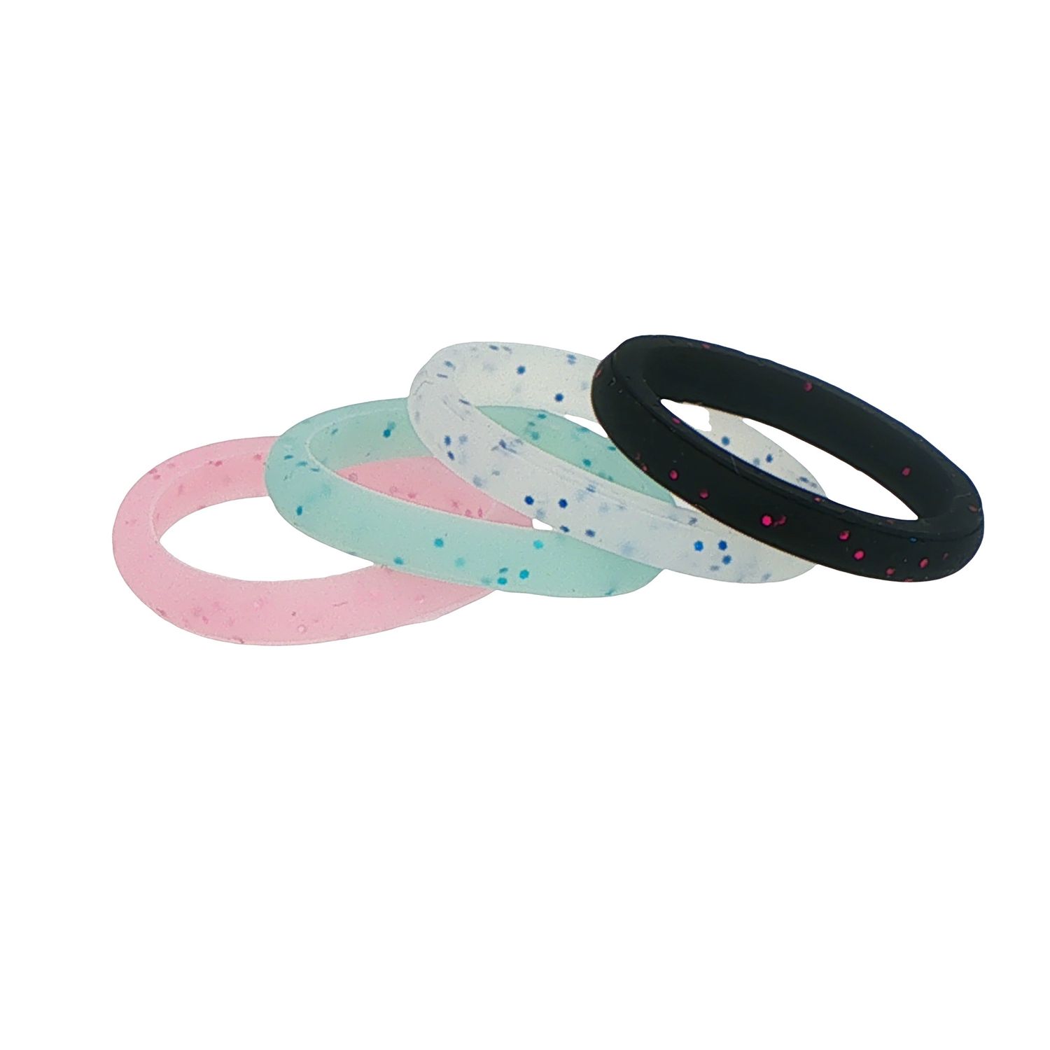 Silicone 3mm Glitter Bands, Color: White, Ring Size: Size 5