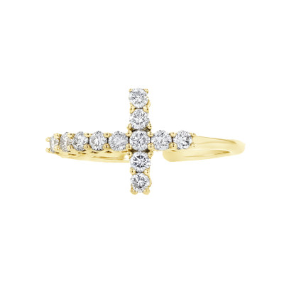 14k YG 1.00ctw Diamon Cross Ring