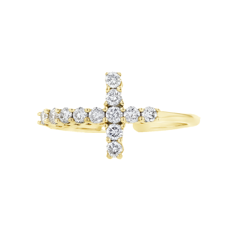 14k YG 1.00ctw Diamon Cross Ring