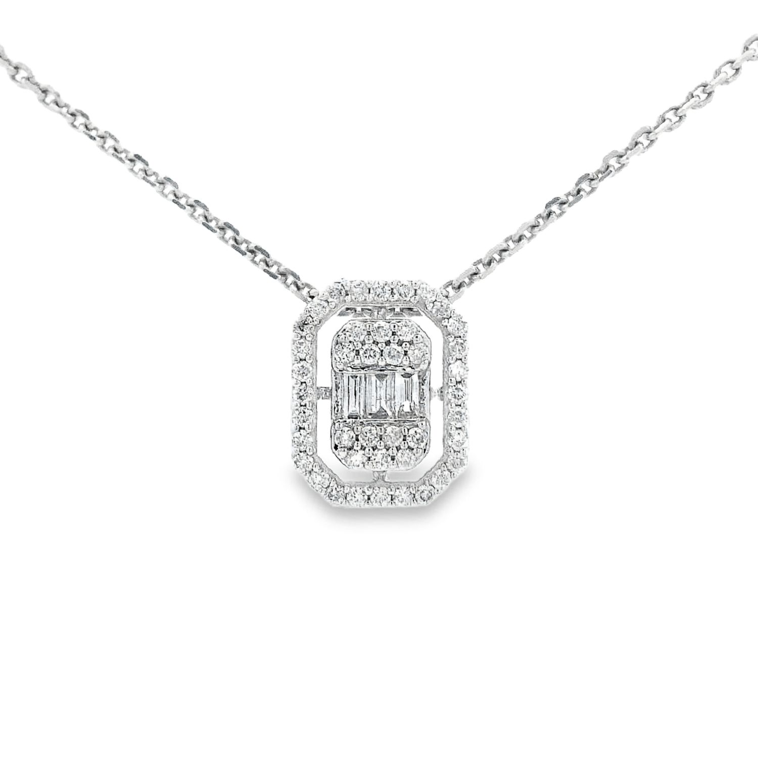 14k White Gold Emerald Shaped Pendant 0.29CT-PWT