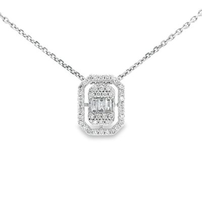 14k White Gold Emerald Shaped Pendant 0.29CT-PWT