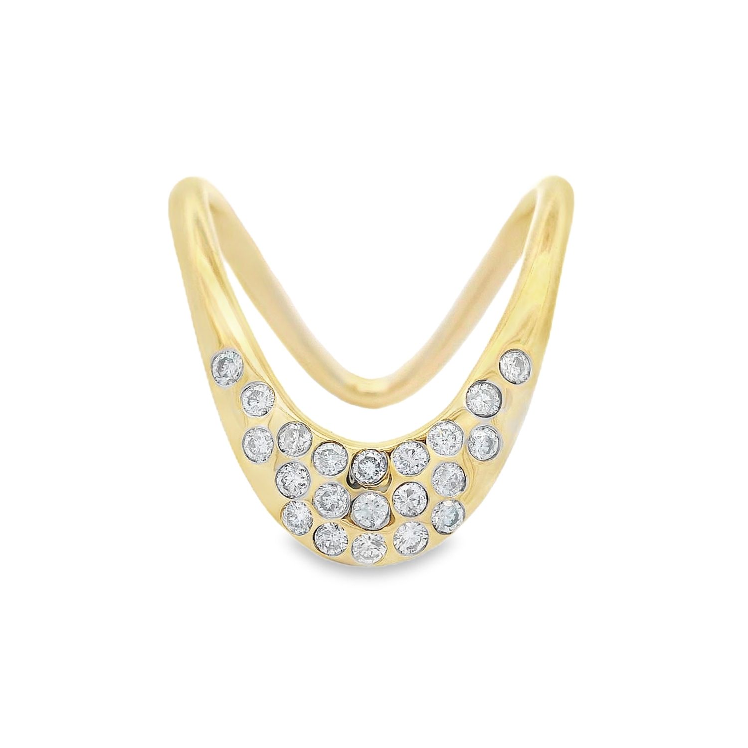 14k Yellow Gold U Ring with 21 Diamonds 0.40ctw