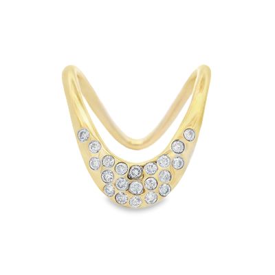 14k Yellow Gold U Ring with 21 Diamonds 0.40ctw