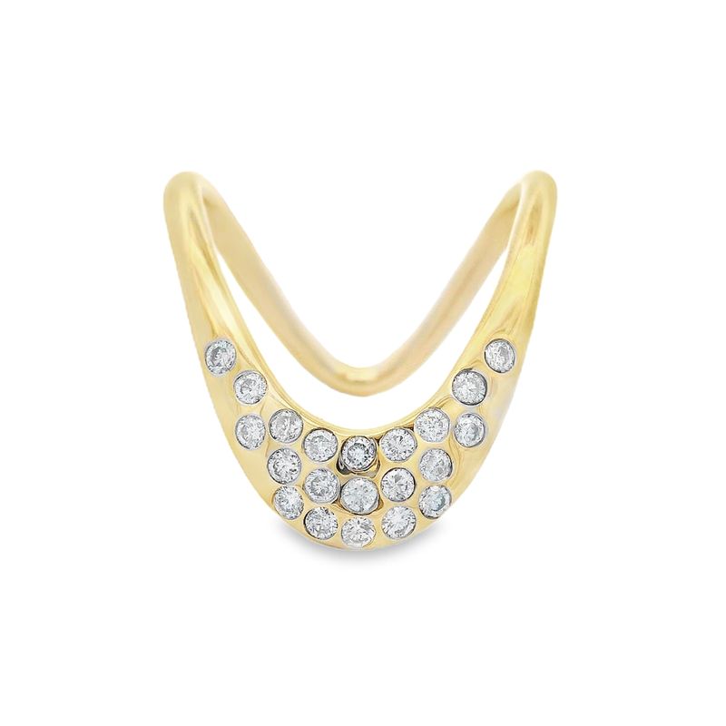 14k Yellow Gold U Ring with 21 Diamonds 0.40ctw