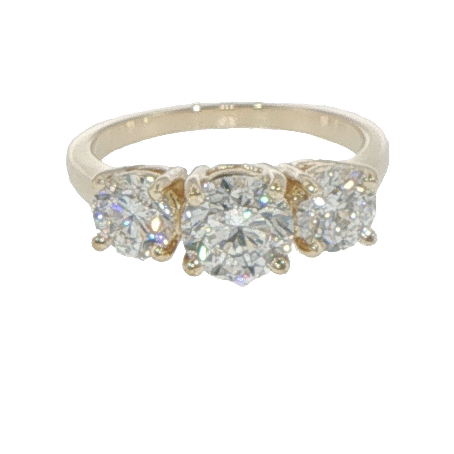 14k YG 2.07ctw Lab Diamond 3-Stone Ring