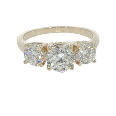 14k YG 2.07ctw Lab Diamond 3-Stone Ring
