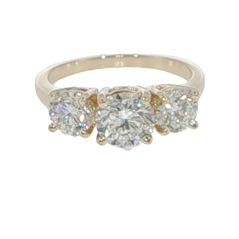 14k YG 2.07ctw Lab Diamond 3-Stone Ring