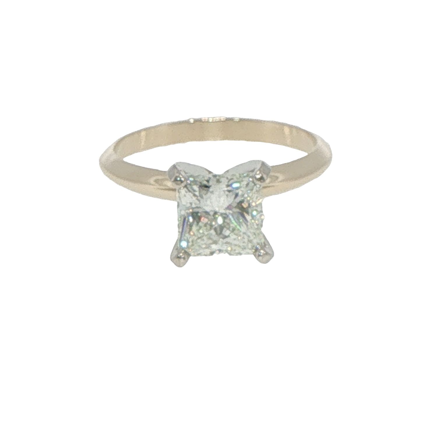 14k YG 1.54ct Princess Diamond Engagement Ring