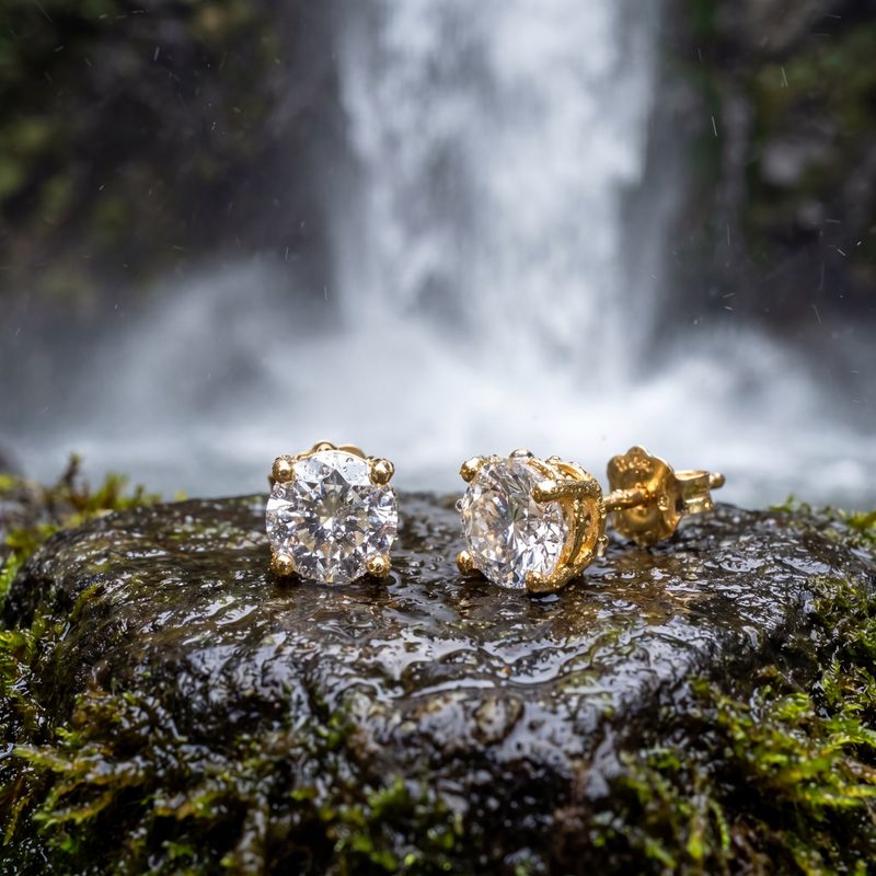 14k YG 1.00ctw Lab Diamond Stud Earrings