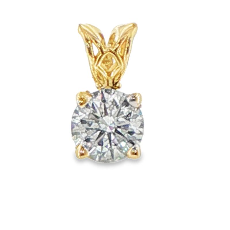 14k YG Solitaire Lab Diamond Pendant