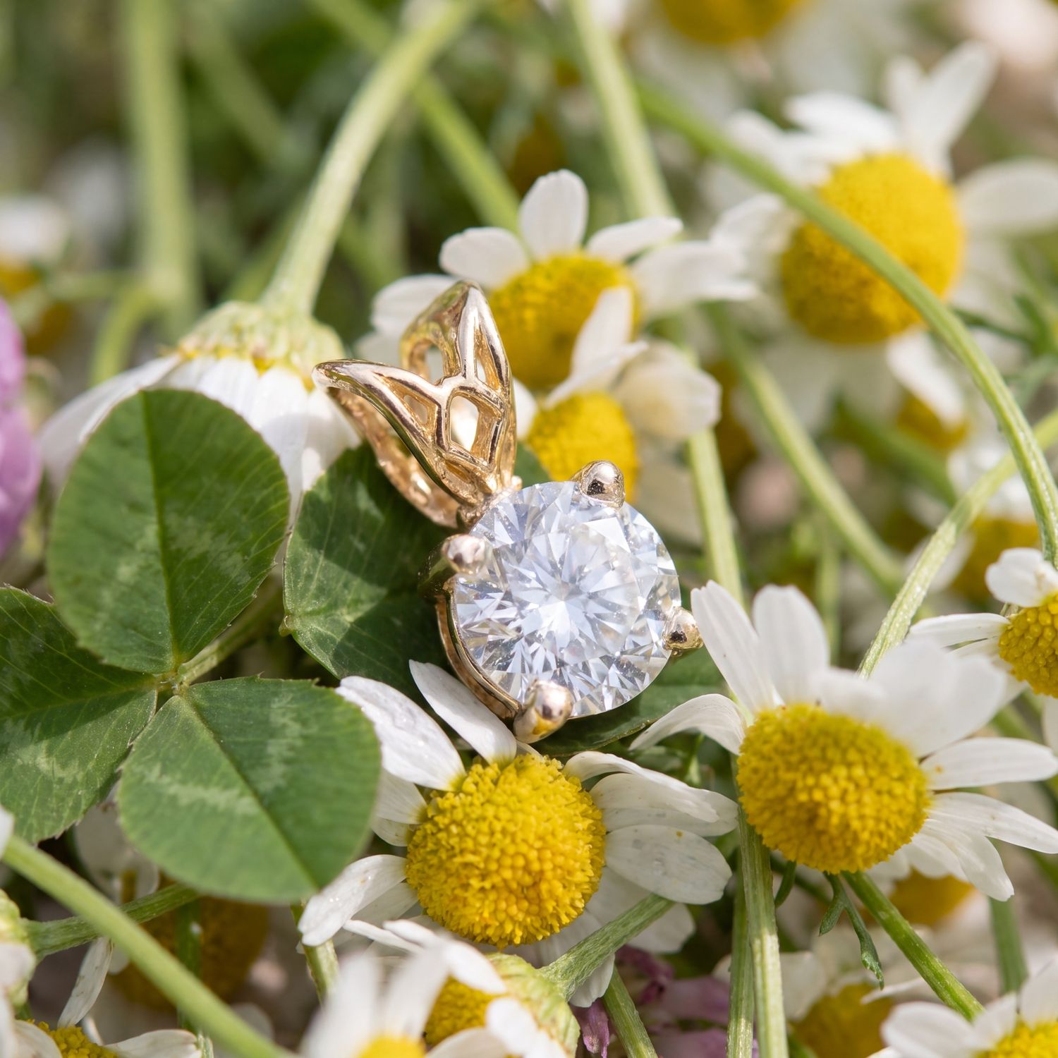 14k YG Solitaire Lab Diamond Pendant, Carat Weight: 5/8 carats