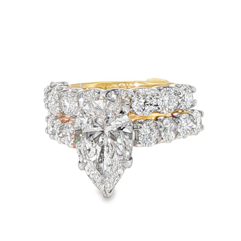 14k YG 7.10ctw Lab Diamond Pear Cut Wedding Set