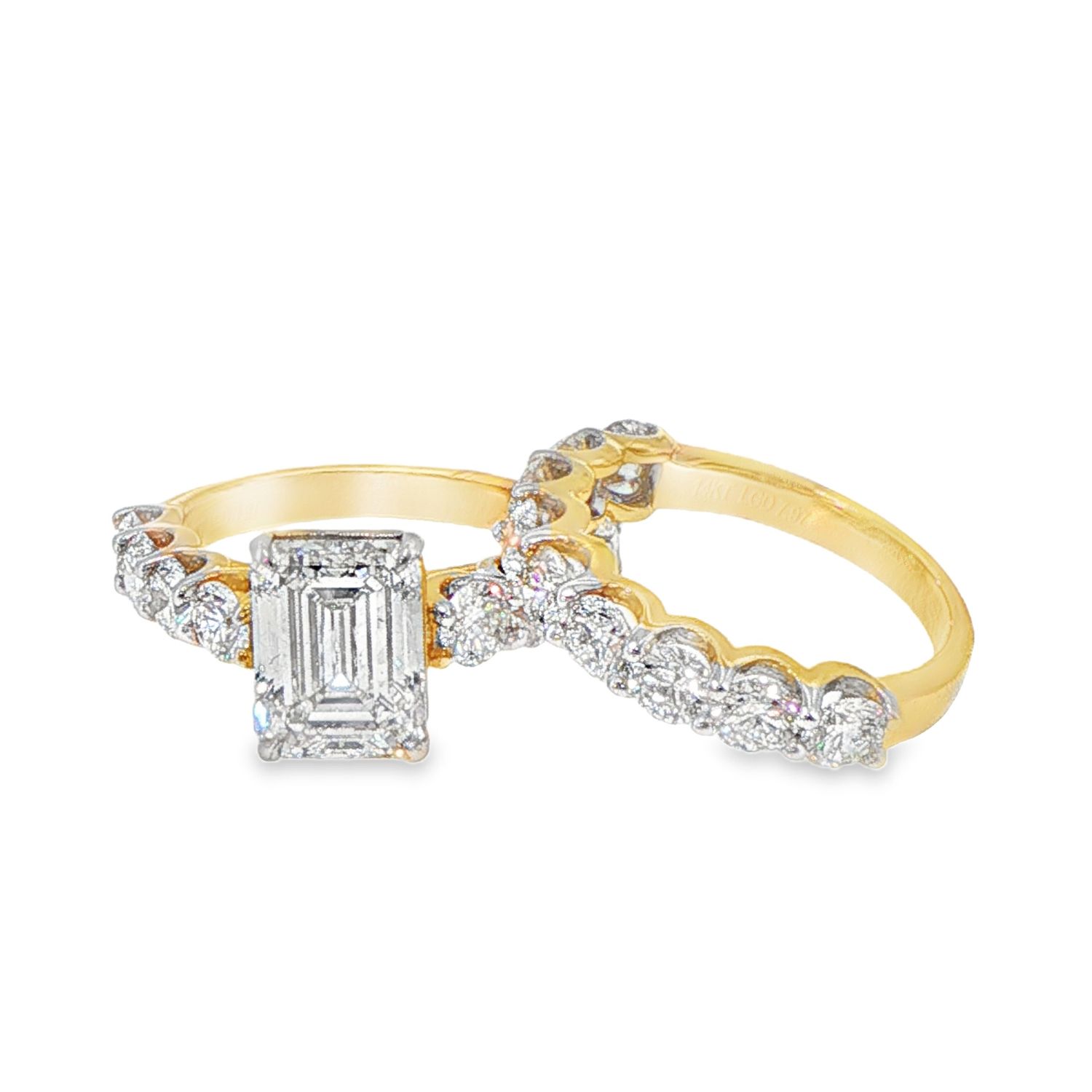 14k YG 7.97ctw Lab Diamond Wedding Set