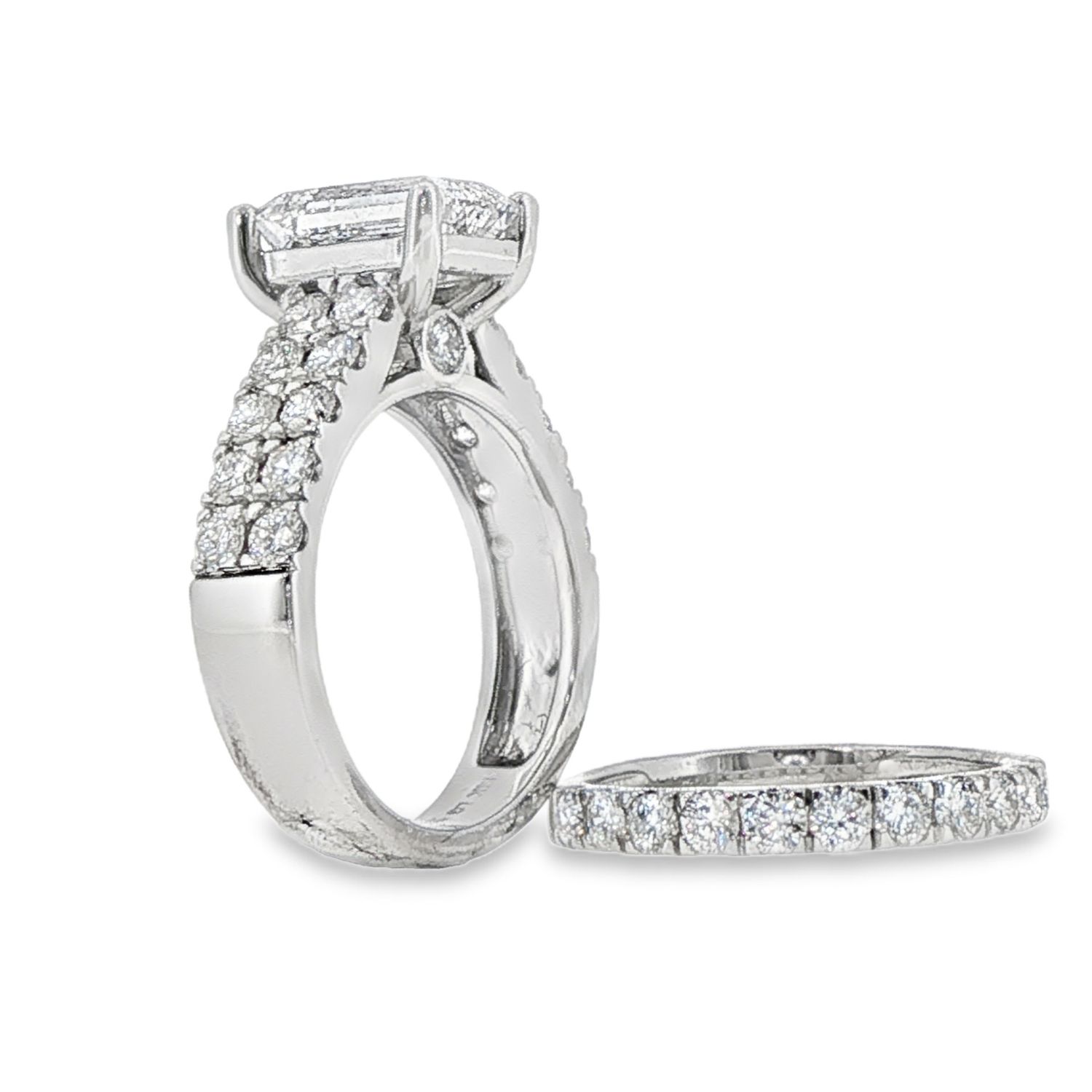 14k WG 5.08ctw Lab Diamond Emerald Cut Wedding Set