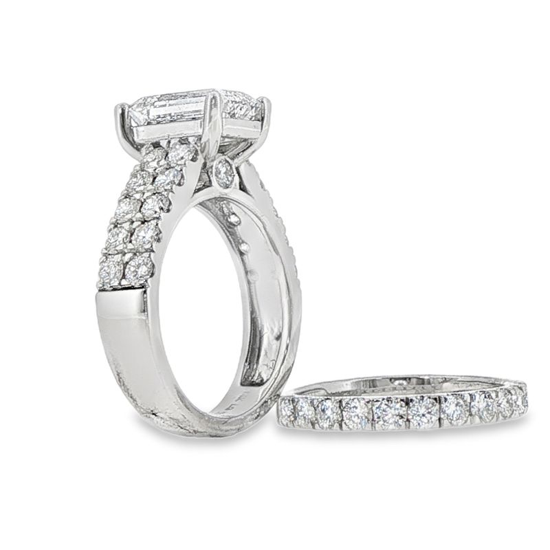 14k WG 5.08ctw Lab Diamond Emerald Cut Wedding Set
