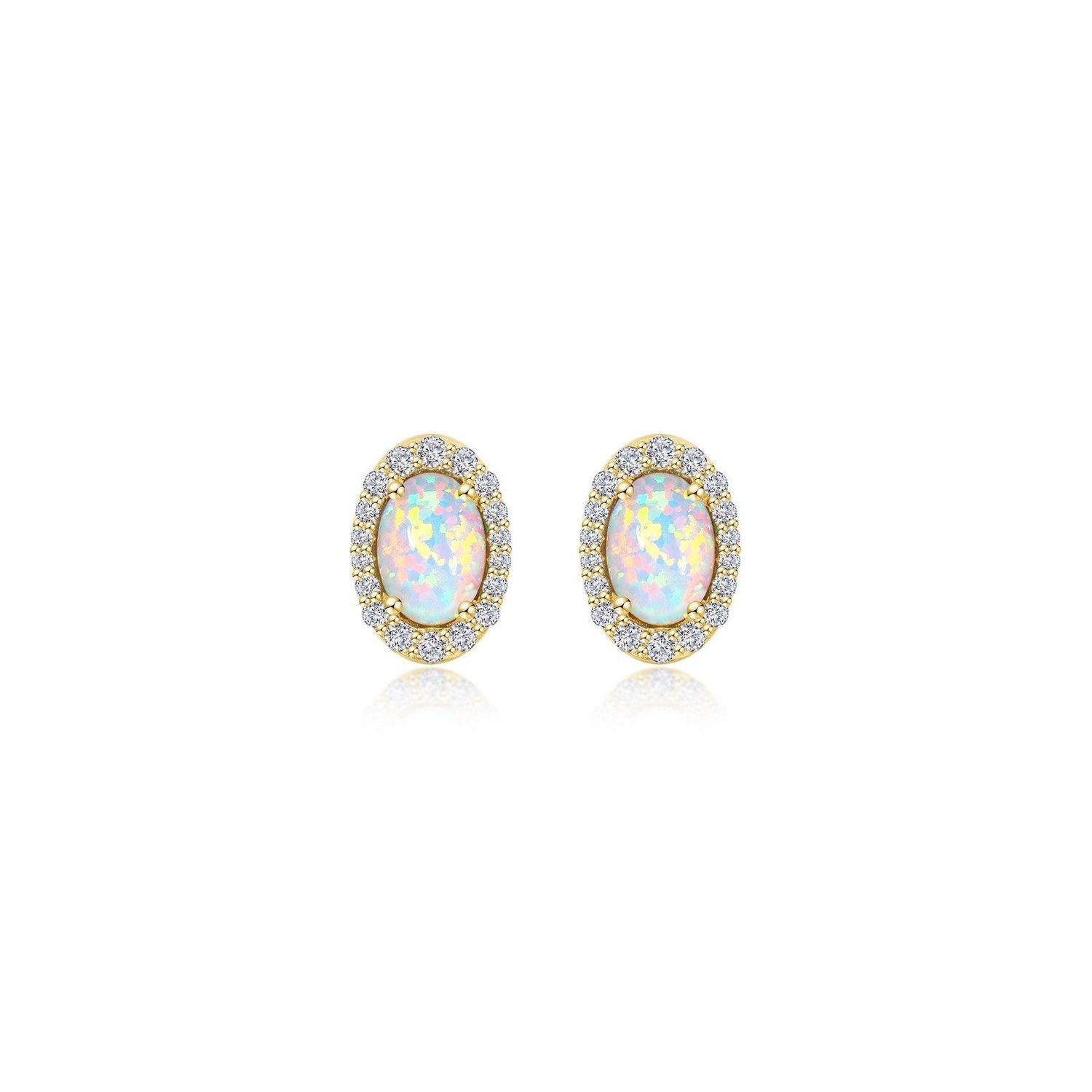 SS 1.94ctw Simulated Opal Stud Earrings