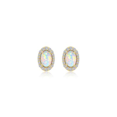 SS 1.94ctw Simulated Opal Stud Earrings