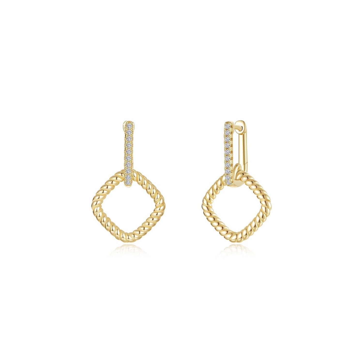 SS GP 0.20 ctw Geometric Cable Link Earrings