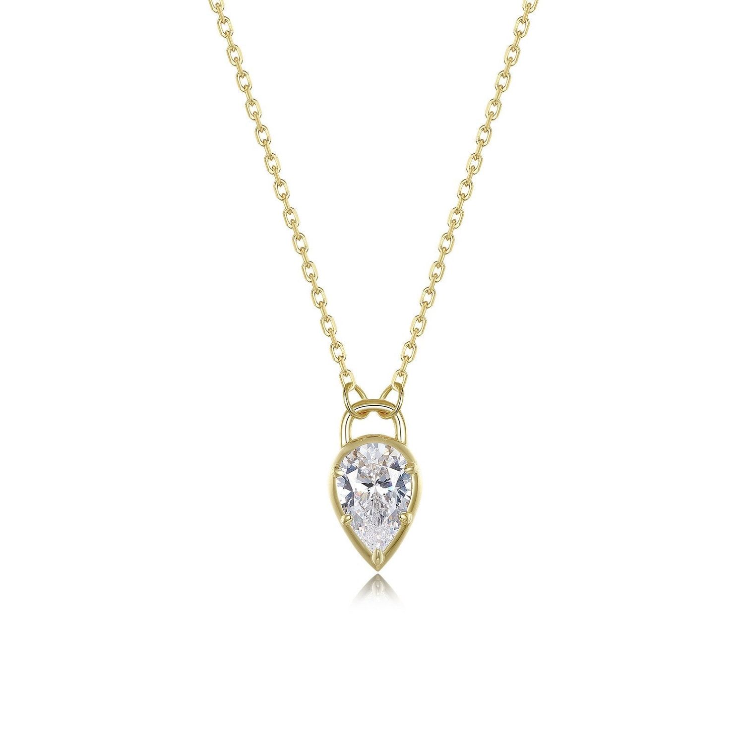 GPSS 1.33ctw Pear Shape Bezel Set Necklace 20"