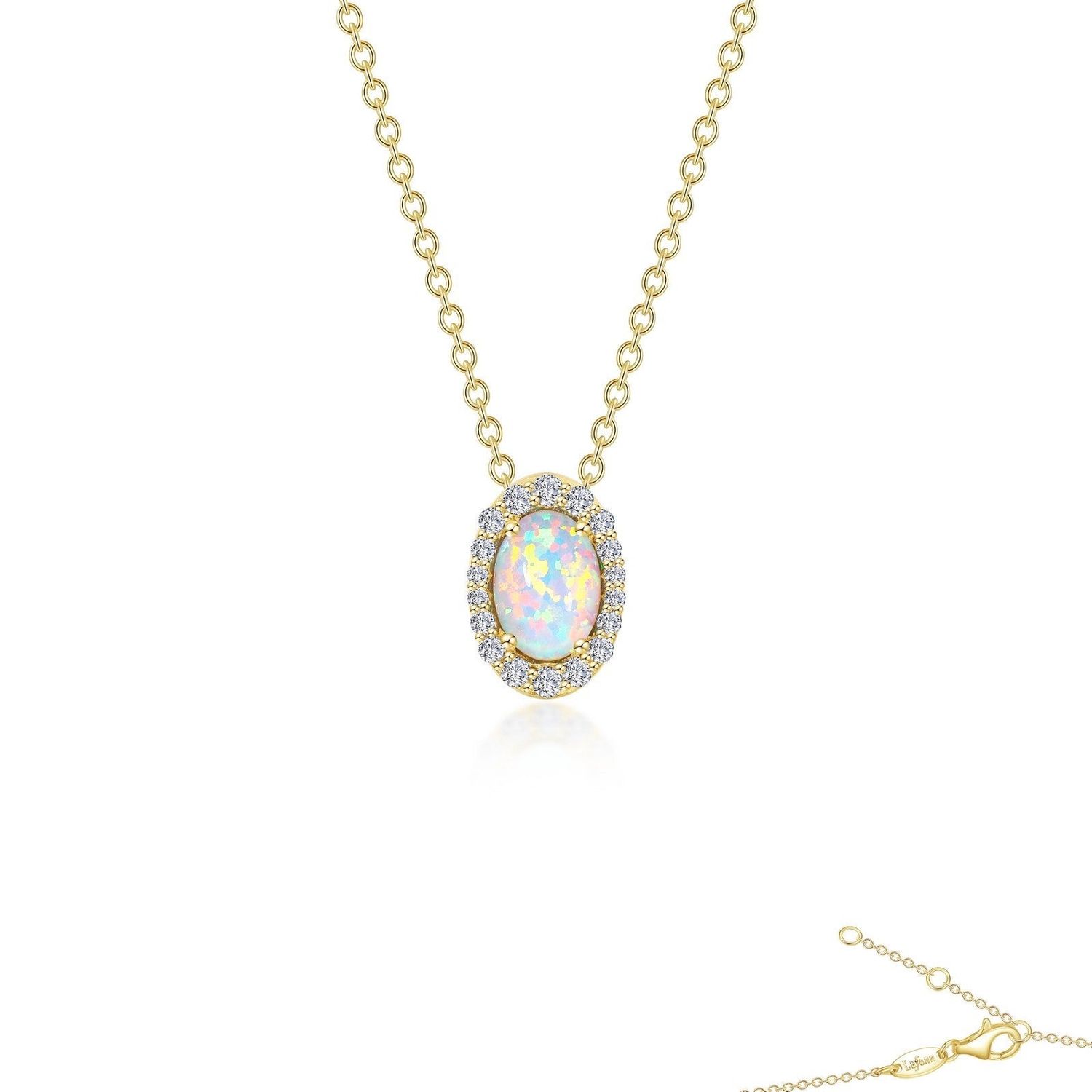 GPSS 0.97ctw Opal Halo Necklace 18"