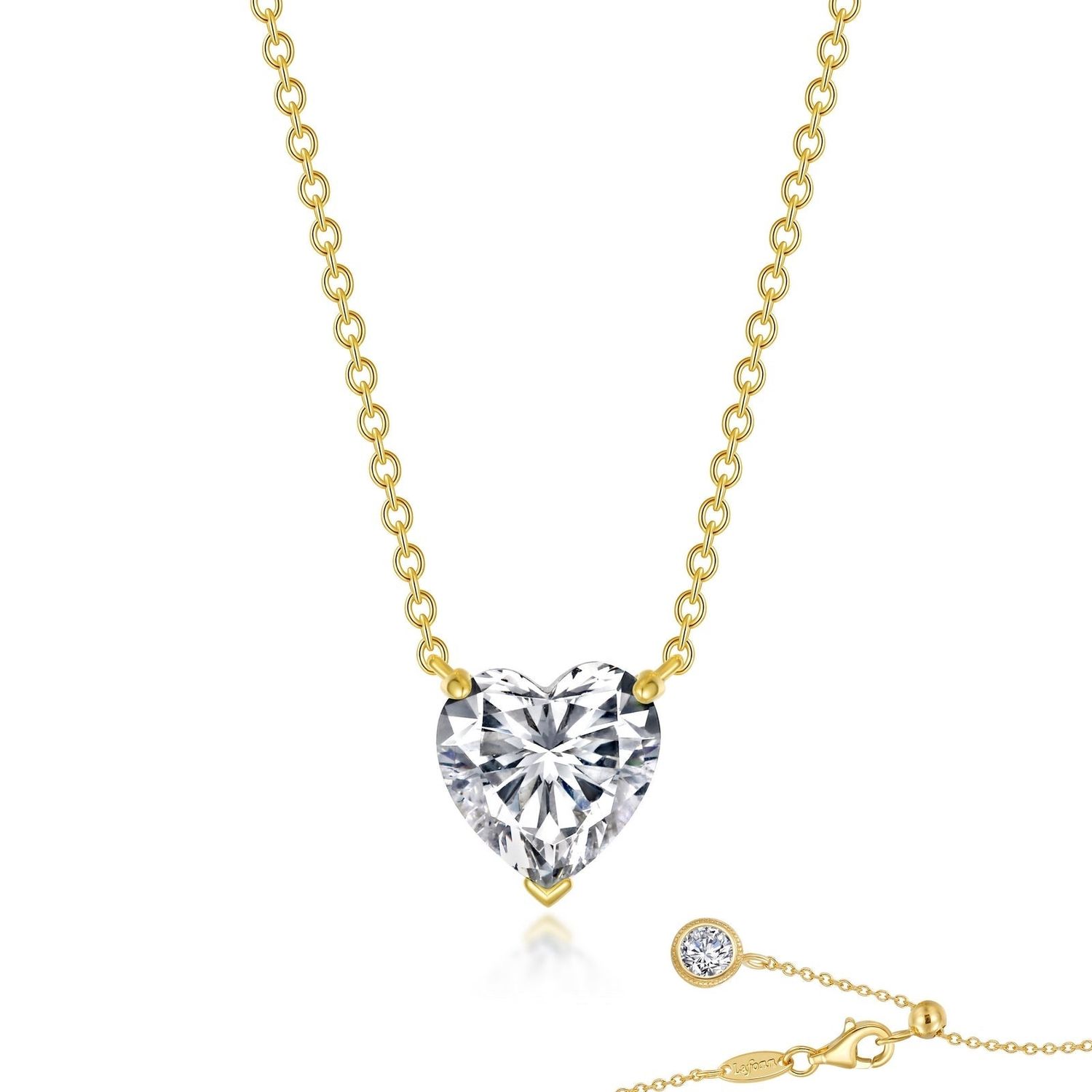 SS 3.5ctw Heart Solitaire Necklace 20", Color: Gold Plated Sterling Silver