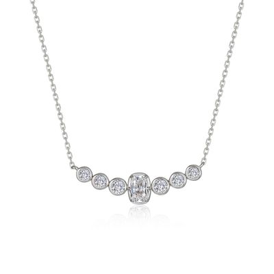 SS 1.44ctw Bezel Cushion 7 Symbols of Joy Necklace 20"