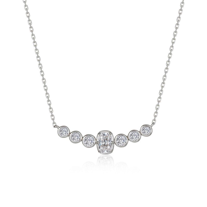 SS 1.44ctw Bezel Cushion 7 Symbols of Joy Necklace 20"