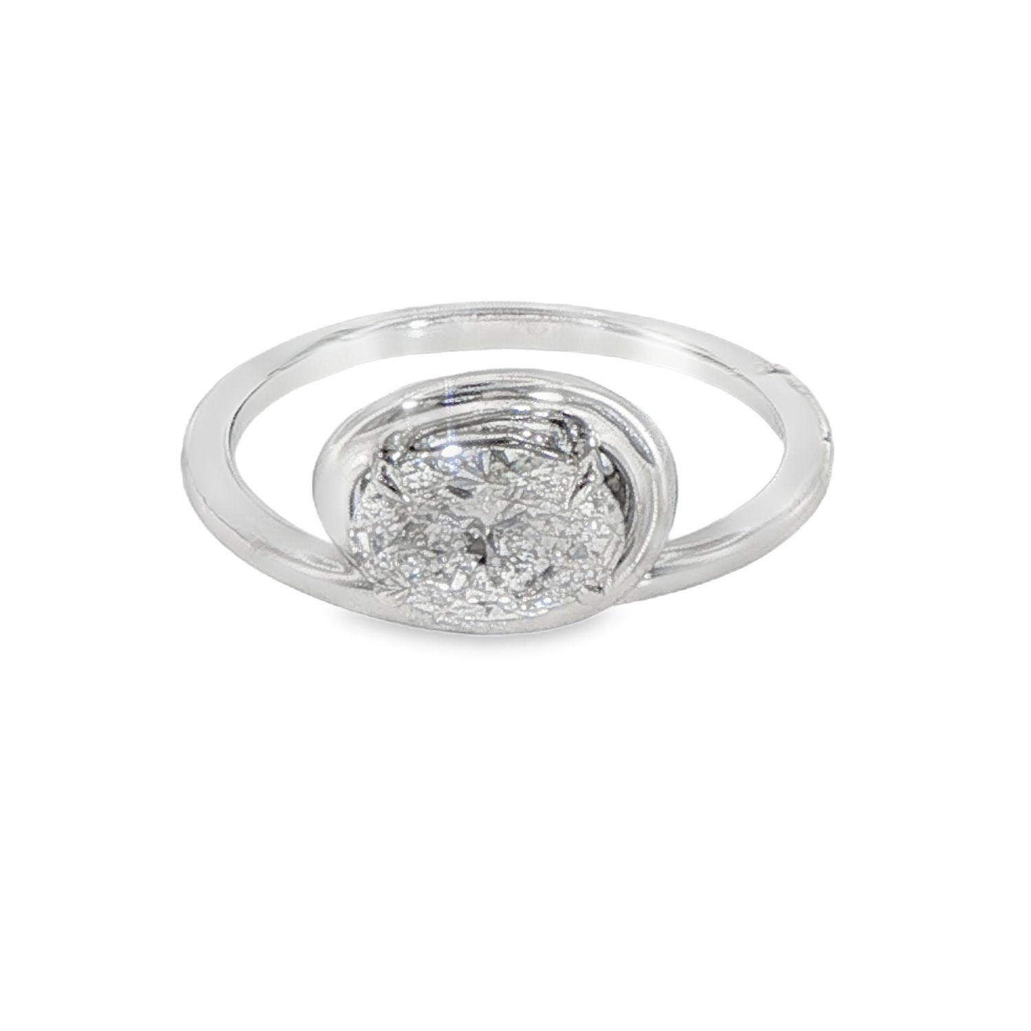 10k WG 1.00ct Lab Diamond Oval East West Solitaire Ring