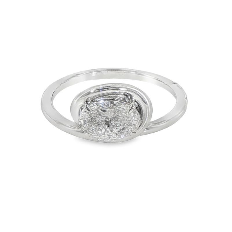 10k WG 1.00ct Lab Diamond Oval East West Solitaire Ring
