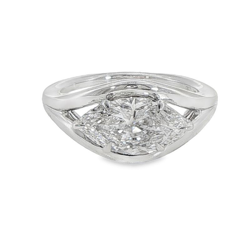 10k YG 2.20ctw Lab Diamond Marquise Engagement Ring