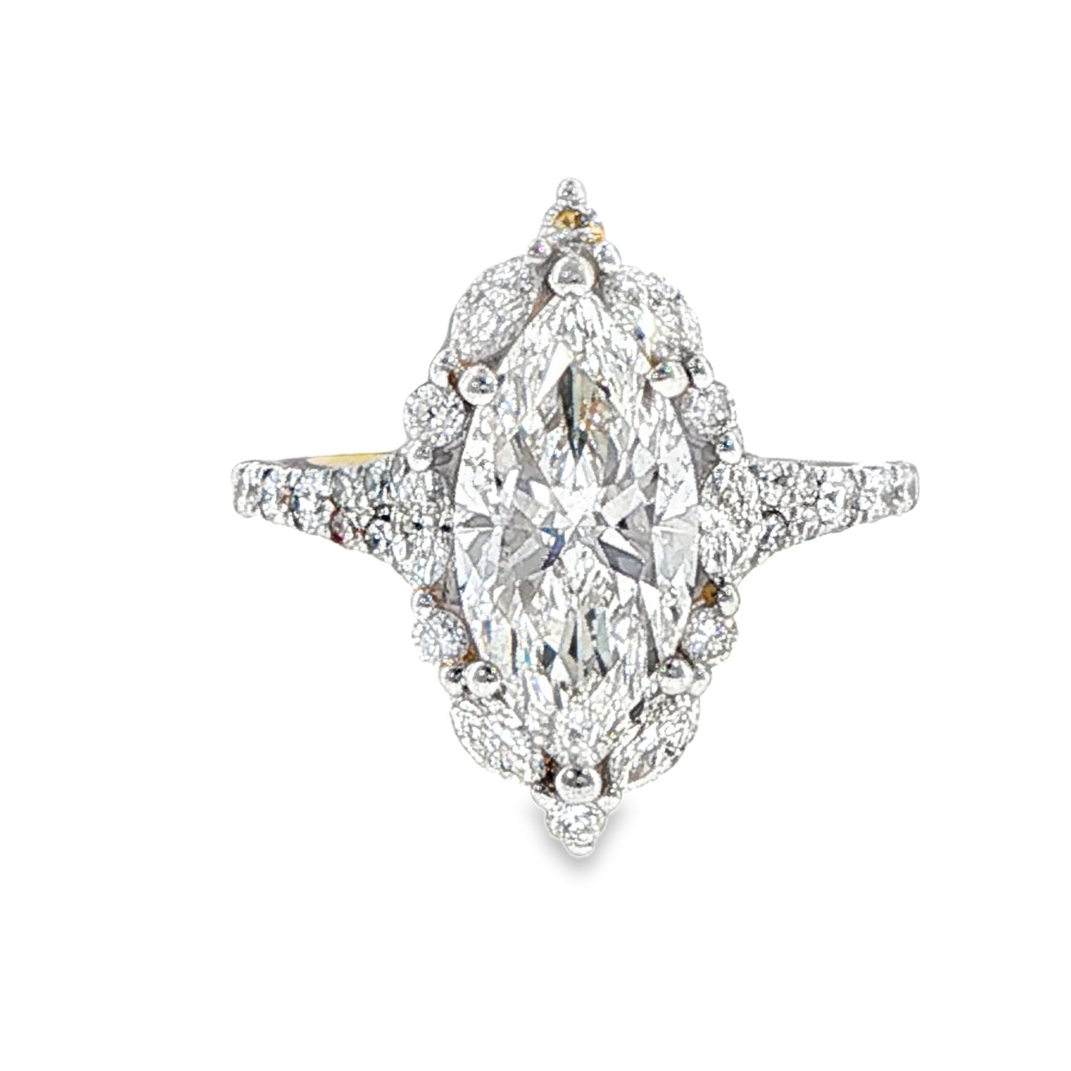 14k YG 2.50ctw Lab Diamond Marquise Engagement Ring