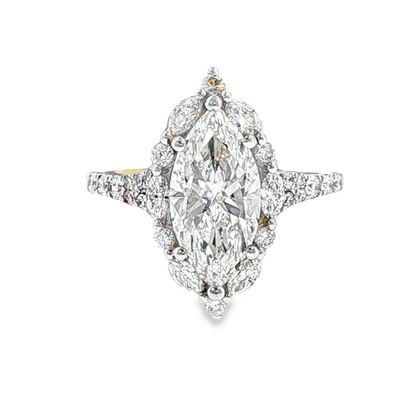 14k YG 2.50ctw Lab Diamond Marquise Engagement Ring