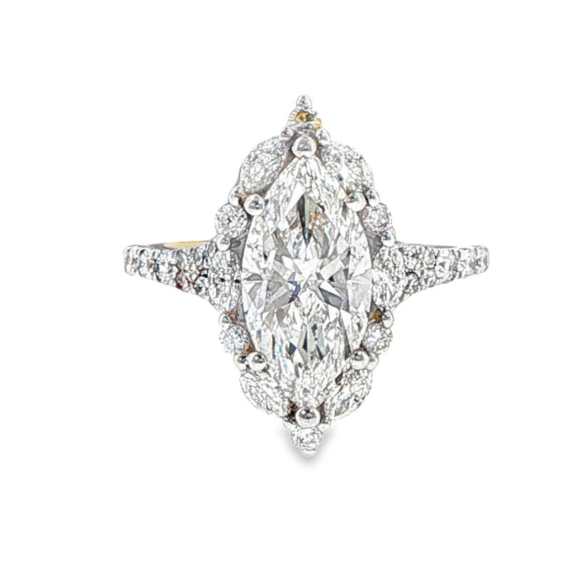 14k YG 2.50ctw Lab Diamond Marquise Engagement Ring