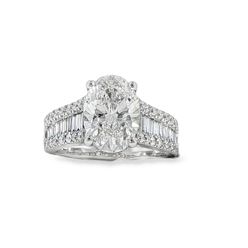 14k WG 4.00ctw Lab Diamond Oval Engagement Ring