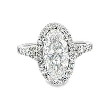 14k WG 2.40ctw Lab Diamond Elongated Oval Engagement Ring