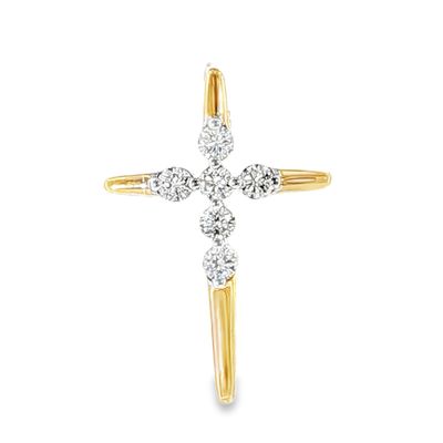 10k YG 0.33ctw Lab Diamond Cross Pendant