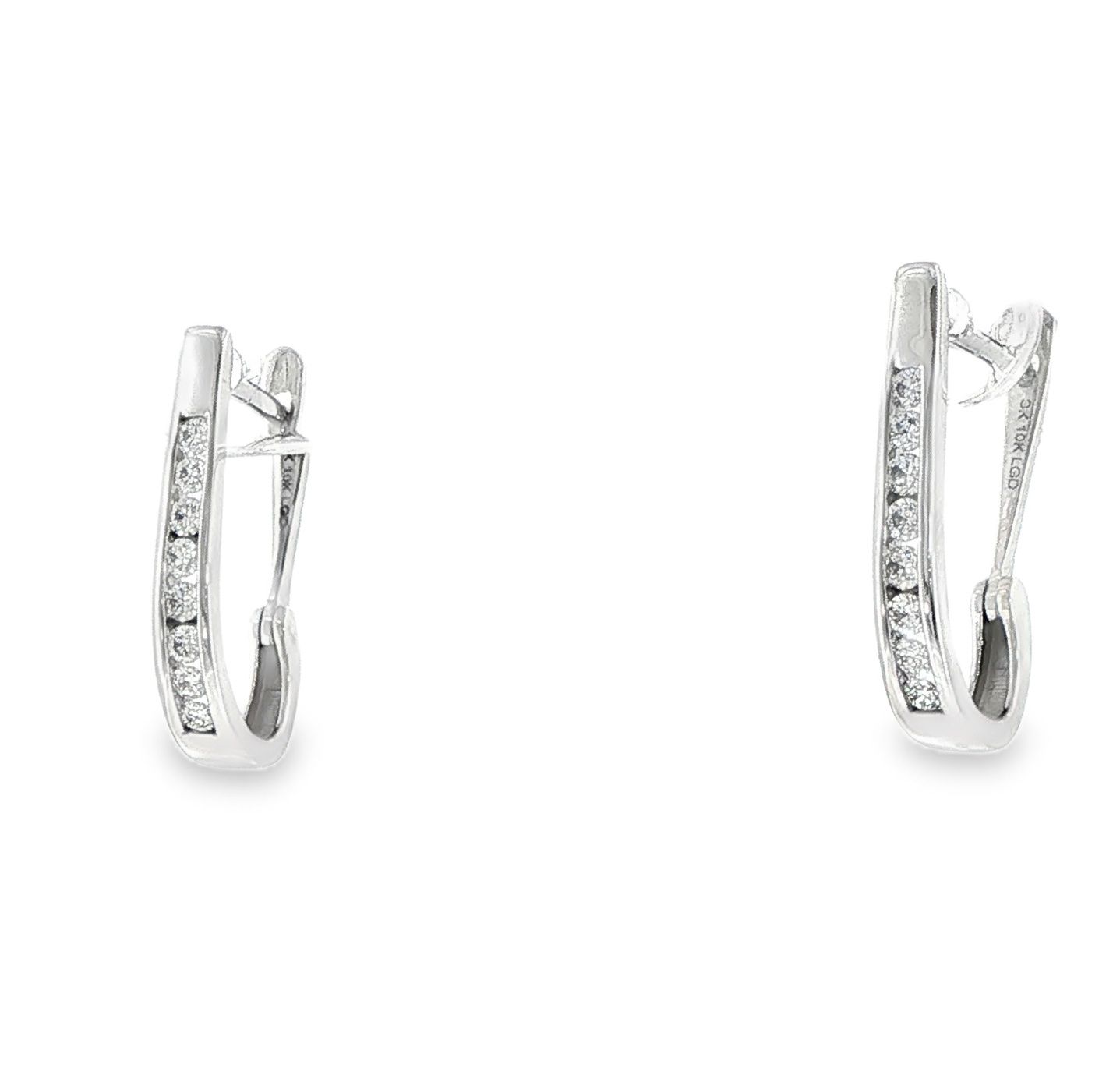 10k WG 0.33ctw Lab Diamond Elongated hoop Earrings