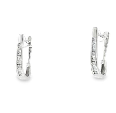 10k WG 0.33ctw Lab Diamond Elongated hoop Earrings