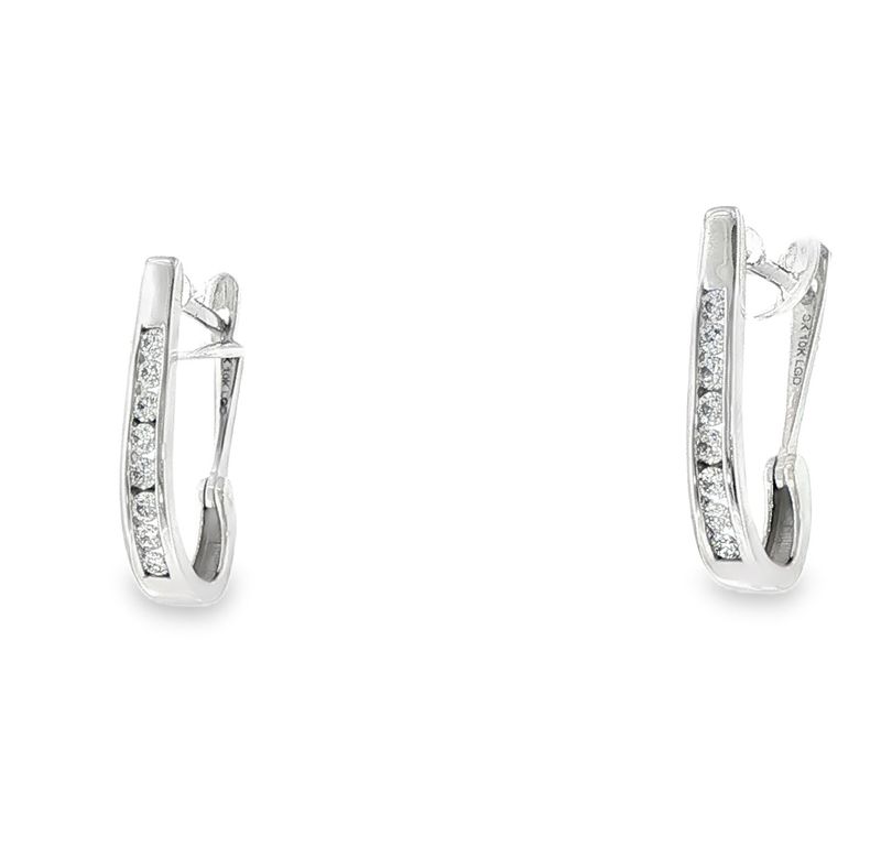 10k WG 0.33ctw Lab Diamond Elongated hoop Earrings