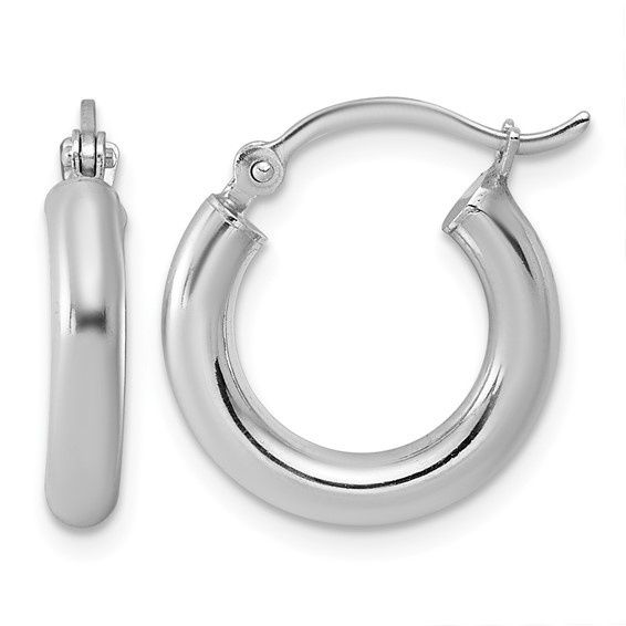 SS 3mm Polished Round Hoop Earrings