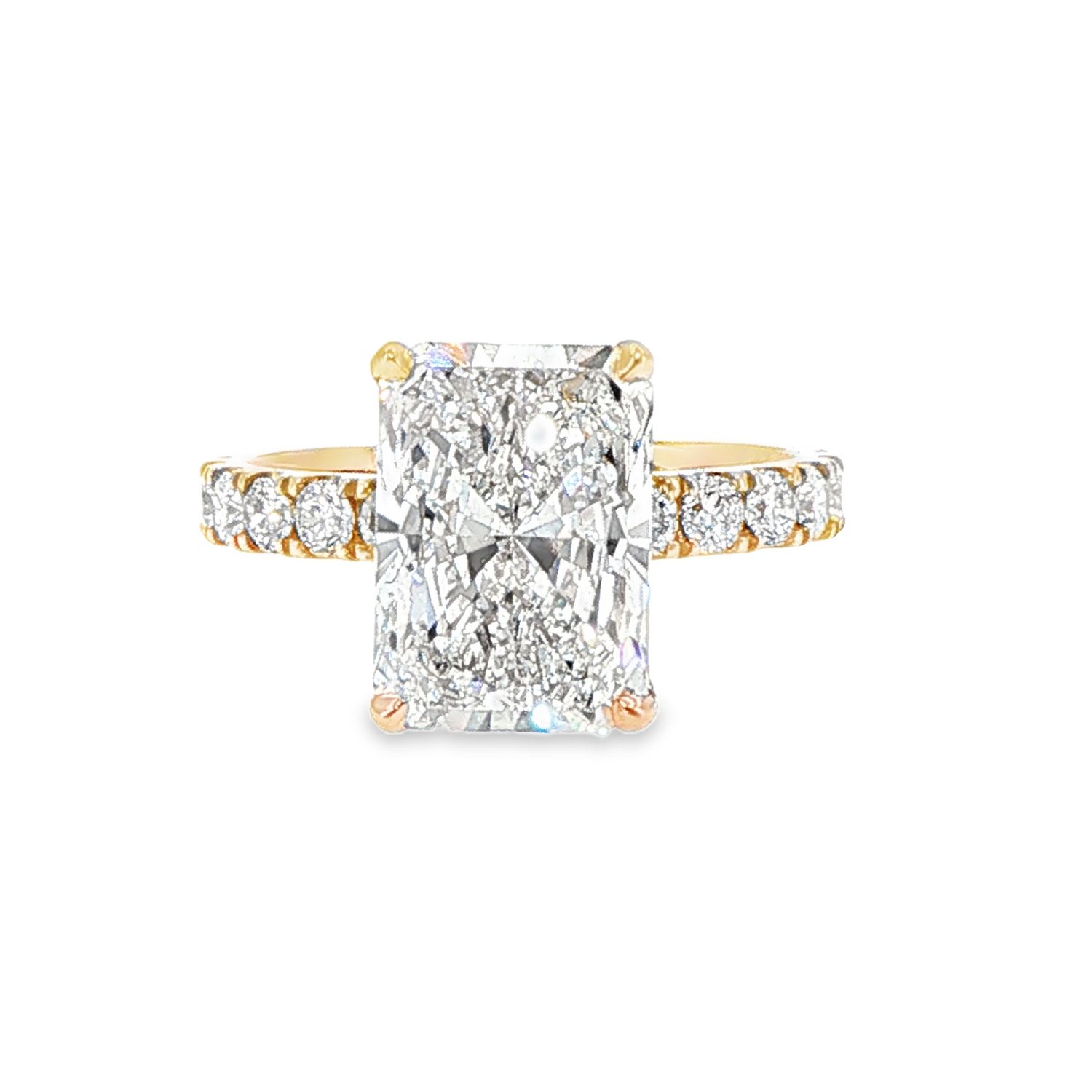 14k YG 4.83ctw Radiant Lab Diamond Engagement Ring
