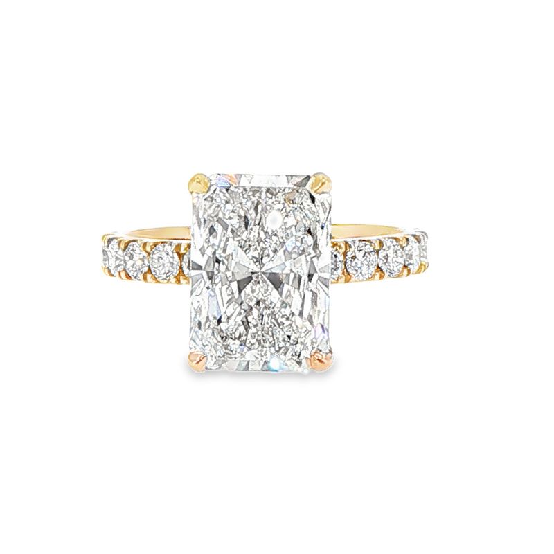 14k YG 4.83ctw Radiant Lab Diamond Engagement Ring