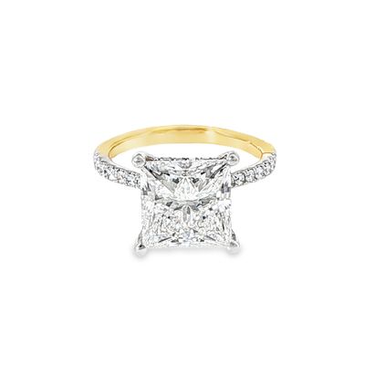 14k 5.40ctw Princess Lab Diamond Engagement Ring