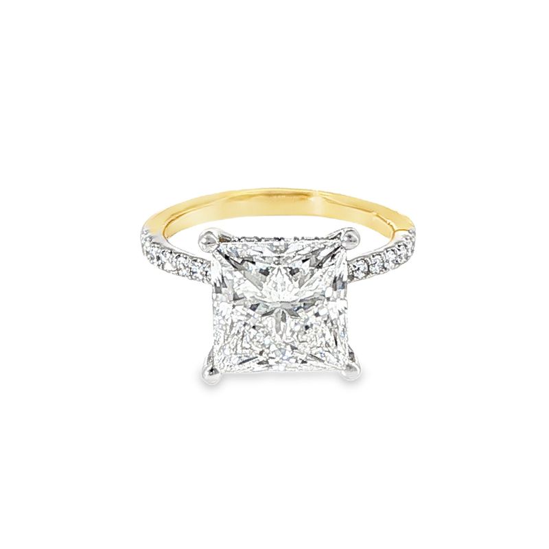 14k 5.40ctw Princess Lab Diamond Engagement Ring