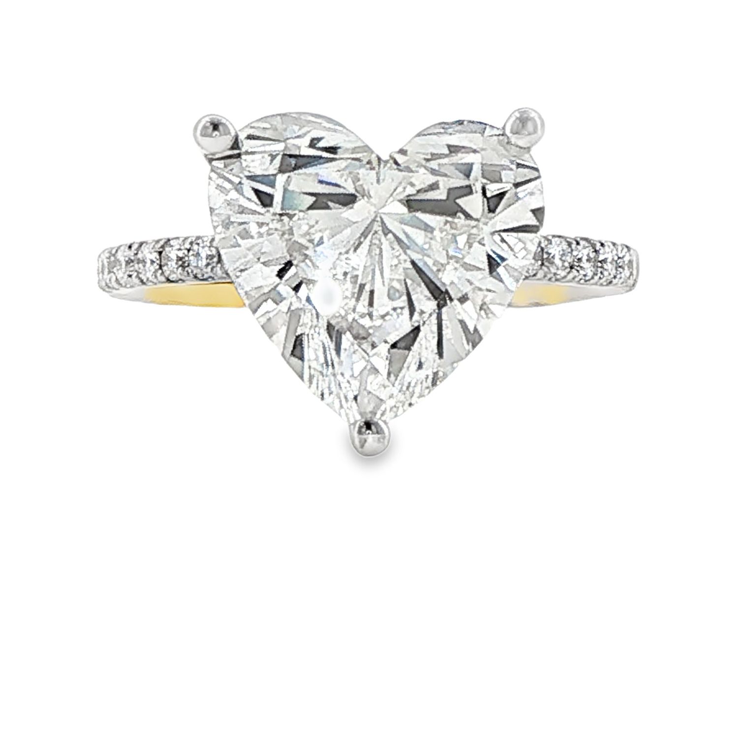 14k YG 5.40ctw Heart Lab Diamond Engagement Ring