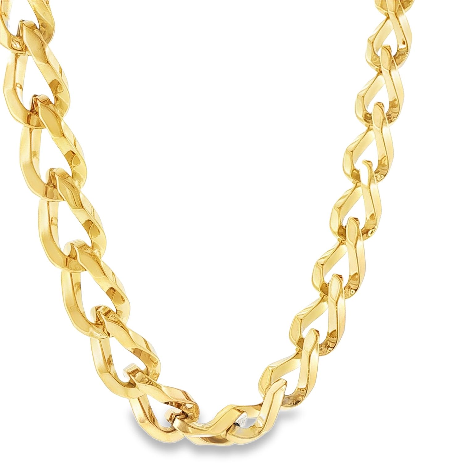 Gold S. Steel 10mm Curb Link H Clasp 24"