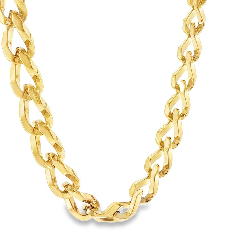 Gold S. Steel 10mm Curb Link H Clasp 24"